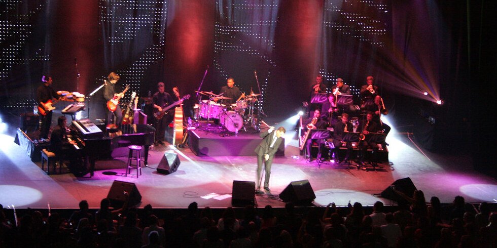 Michael Buble performing on stage at Malahide Castle, Dublin Ireland